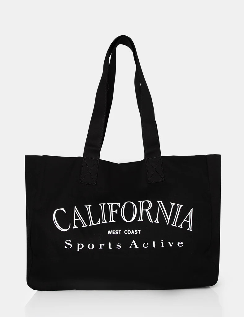 The California Oversized Black Canvas Tote Bag | Public Desire