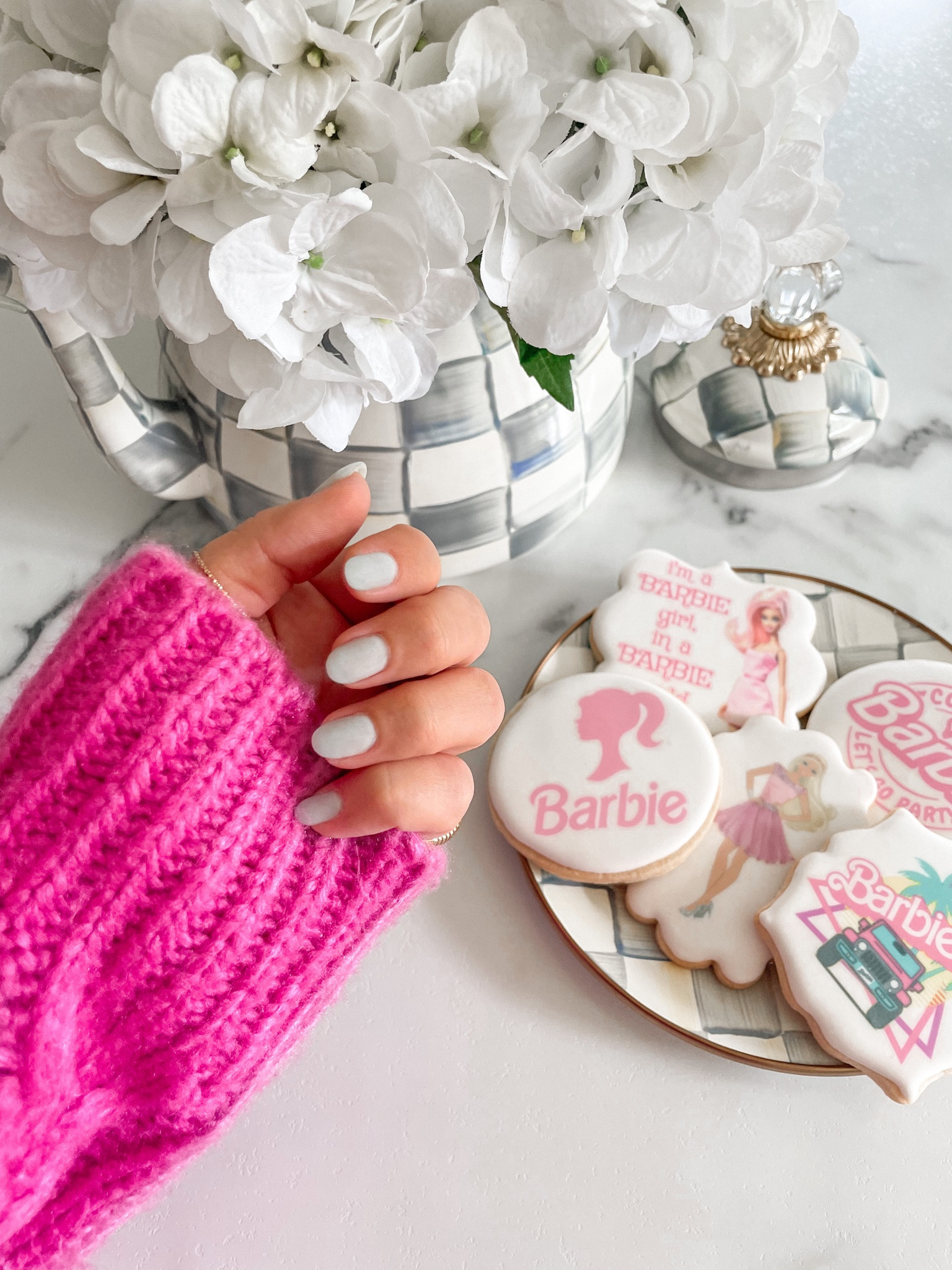 I have a weakness for cute cookies (hello Barbie movie release day), @mackenziechilds, this pretty powder blue dip color + 70° weather 🩷🤍🩵💛

Speaking of MacKenzie-Childs… my Sterling Check tea kettle + plates are a part of the Barn Sale!!

#LTKhome #LTKunder100 #LTKsalealert