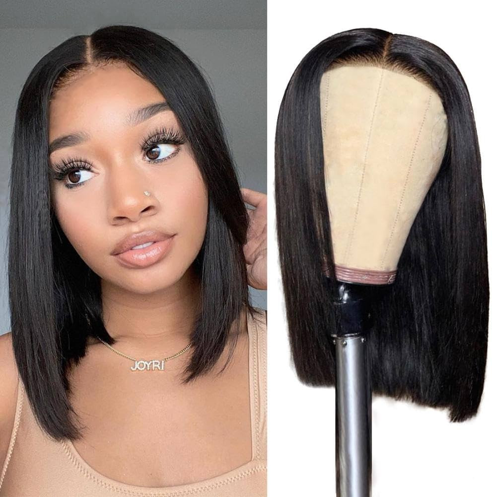 Foreverlove Bob Wig Human Hair Glueless 4x4 Lace Front Wigs Human Hair Straight 180% Density Over... | Amazon (US)