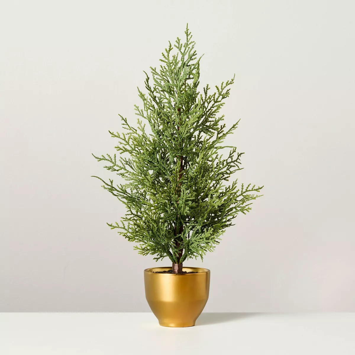 16" Faux Cypress Tree in Brass Pot - Hearth & Hand™ with Magnolia | Target