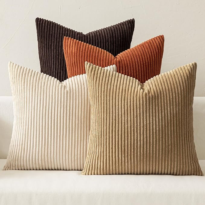 MIULEE Boho Farmhouse Throw Pillow Covers 18x18 Inch Set of 4 Rustic Mordern Neutral Cushion Cove... | Amazon (US)