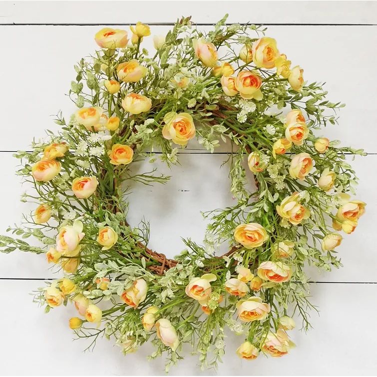 Handcrafted Faux Rose 22'' Wreath | Wayfair North America