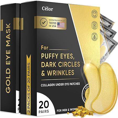 Under Eye Patches (40 Pairs) - Eye Mask Gold - Under Eye Mask Amino Acid & Collagen Skin Care, Ey... | Amazon (US)