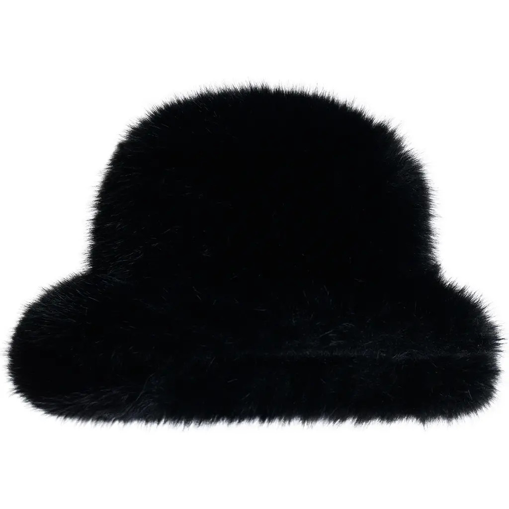 Naked Wardrobe Oversize Faux Fur Bucket Hat in Black at Nordstrom | Nordstrom