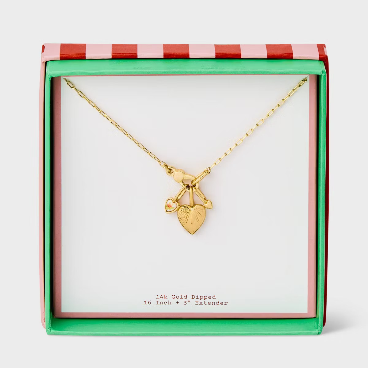 14K Gold Dipped Textured Heart Charm Pendant Necklace - A New Day™ Gold | Target