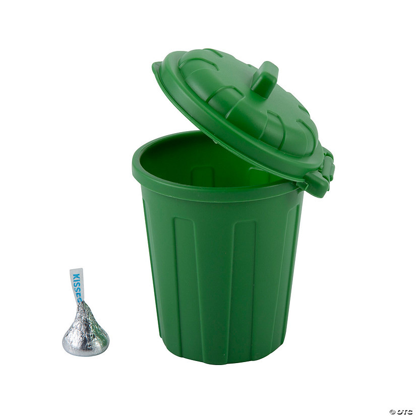 4" x 4 1/4" Green Garbage Can Reusable Plastic Containers- 12 Pc. | Oriental Trading Company
