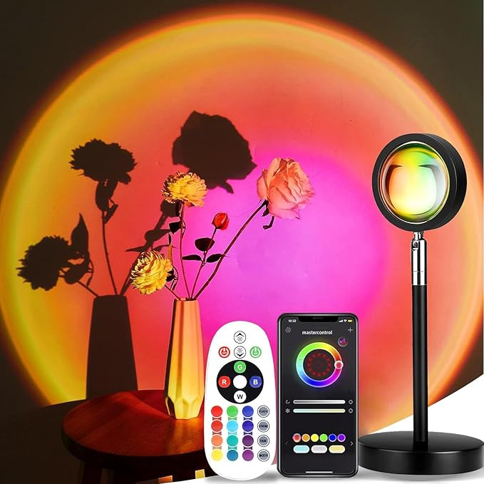Sunset Lamp with APP & Remote Control,16 Colors Night Light 180° Rotation Rainbow 4 Modes Settin... | Amazon (US)
