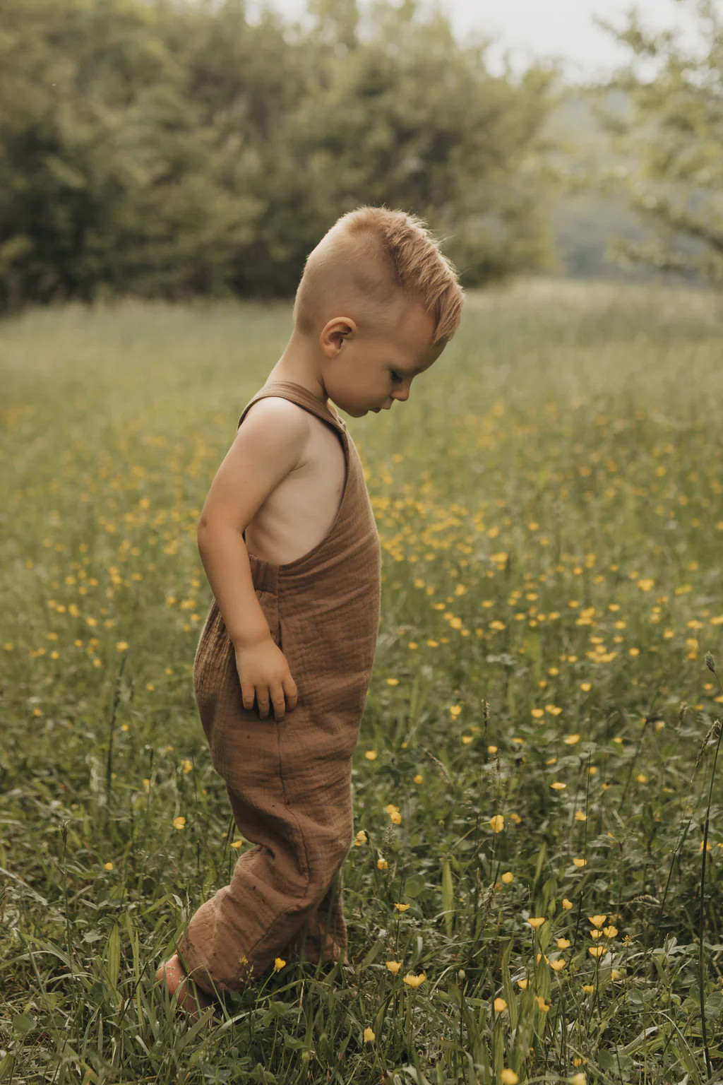 Grady Romper (mocha muslin) | INDIE BLUE