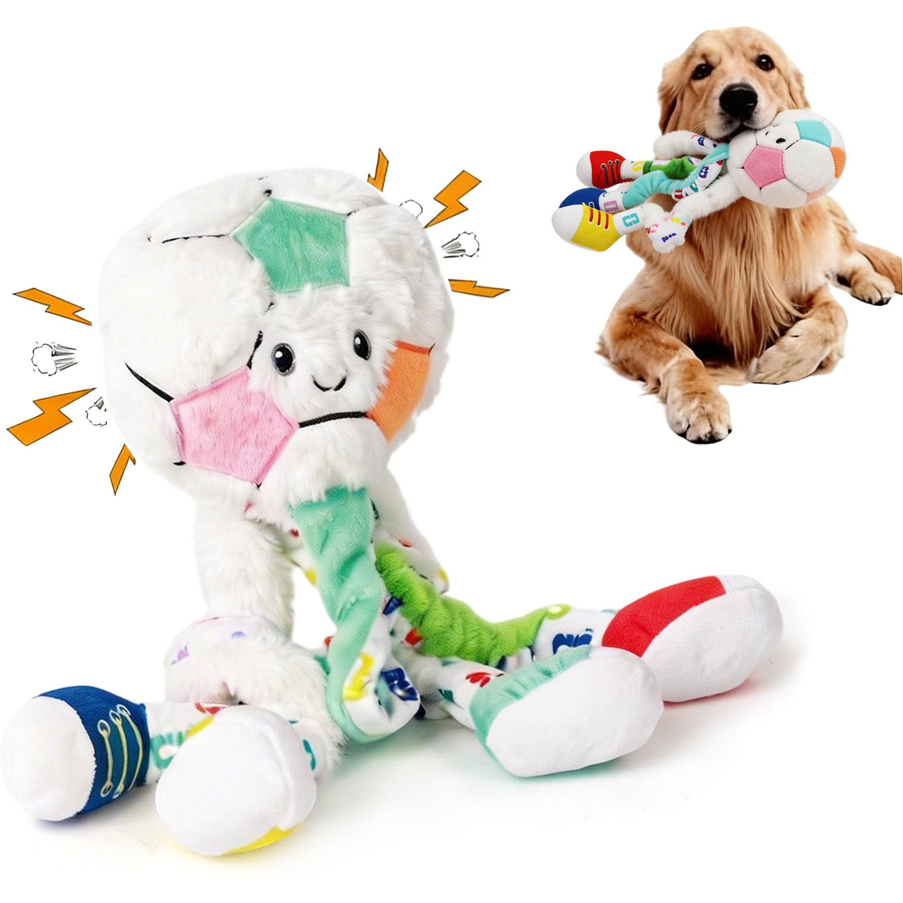 FIFA Mini Feetball Squeaky Plush Dog Toy, Multicolor, 11.02 x 4.53 x 2.17-in | Chewy