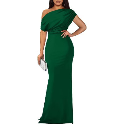 LEVEN SIXTEEN Elegant Off-Shoulder Bodycon Evening Dress for Women | Sleeveless Formal Long Gown for Parties Green Green Medium | Target
