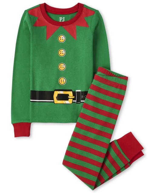 Unisex Kids Christmas Long Sleeve Elf Snug Fit Cotton Pajamas | The Children's Place  - HIGHLAND | The Children's Place