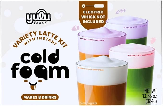 YULU FOODS Instant Latte + Cold Foam Variety Kit (8 Drinks, 8.47 oz) | DIY Café Drink Set with M... | Amazon (US)
