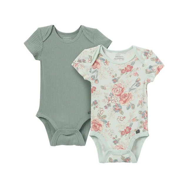 Modern Moments by Gerber Baby Neutral Super Soft 2-Pack Short Sleeve Bodysuits, Sizes Newborn - 1... | Walmart (US)