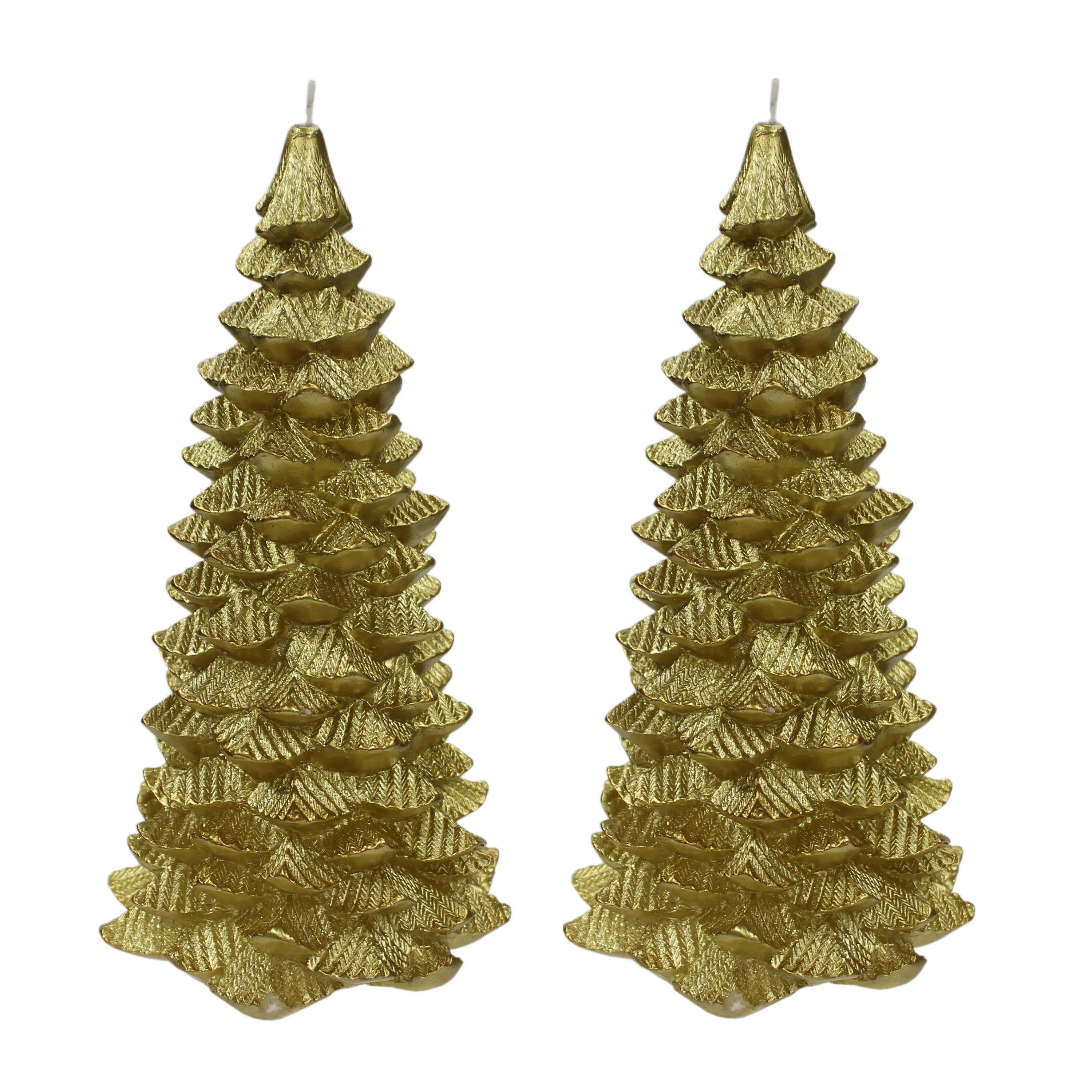 2-Pack Holiday Time Figural Christmas Tree Candle, Metallic Gold, Unscented - Walmart.com | Walmart (US)