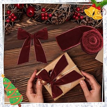 6 Yards Velvet Wrapping Ribbon, 2 Roll Wedding Silk Frayed Handmade Velvet Ribbon for Wrapping We... | Amazon (US)