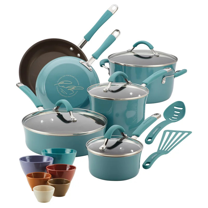 Rachael Ray Cucina Nonstick Cookware and Prep Bowl Set, 18-Piece | Wayfair North America