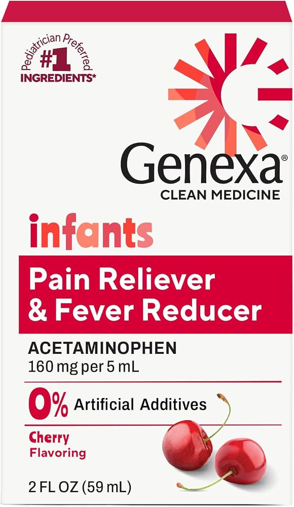 Genexa Infants Acetaminophen Made Clean, Baby Pain & Fever Reducer, 2 fl oz | Amazon (US)