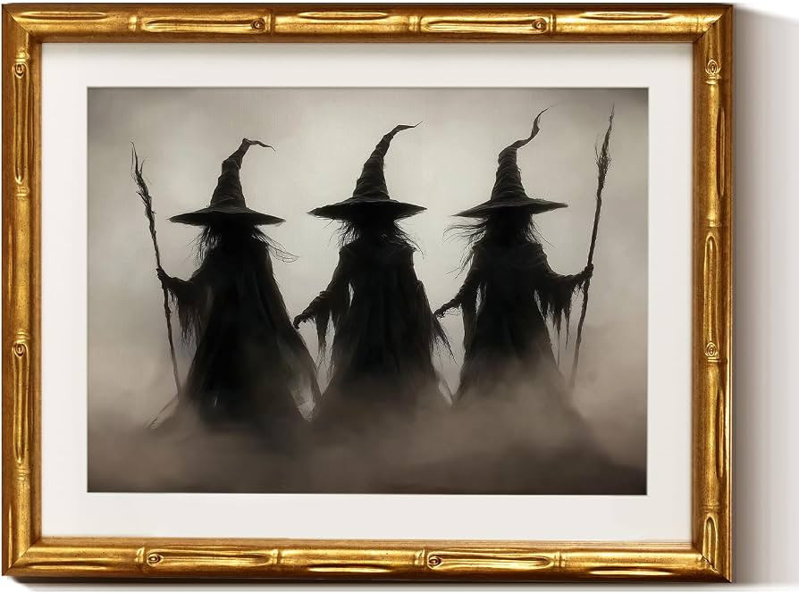 VIYYIEA Bamboo Framed Halloween Wall Art Decoration Indoor, 11 x 14 Inch | Amazon (US)