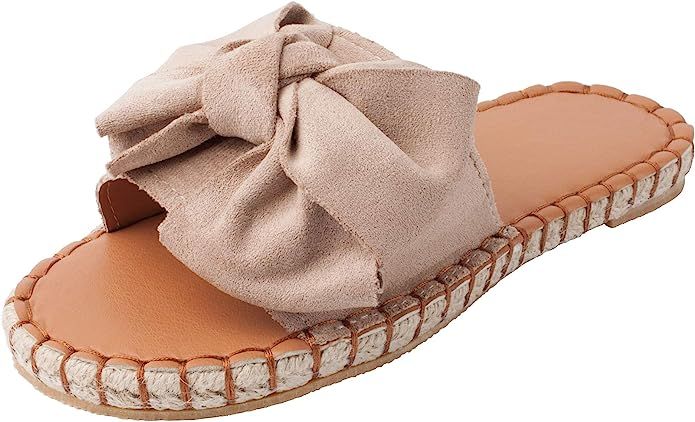 YYW Slides for Women Flat Slide Sandals Slip On Open Toe Sandals Casual Style with Bowknot Orname... | Amazon (US)