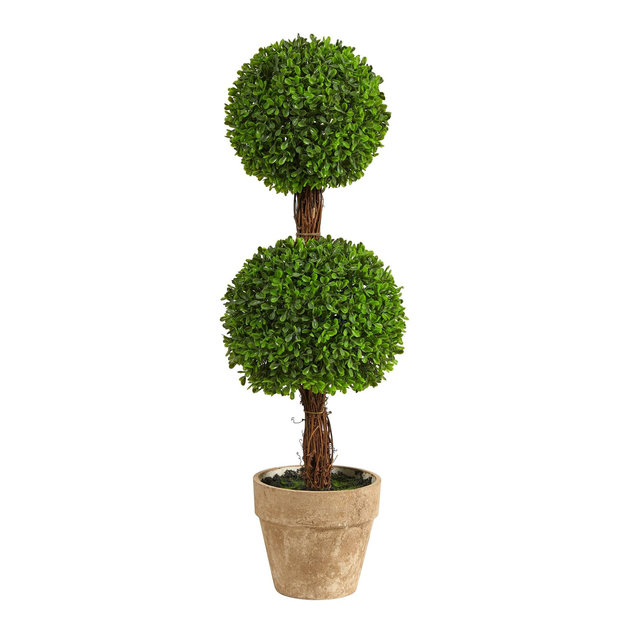 2.5’ Boxwood Double Ball Topiary Artificial Tree (Indoor/Outdoor) | Nearly Natural | Nearly Natural