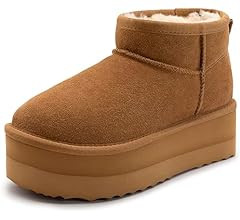 Xiakolaka Women's Classic Platform Mini Boots Winter Suede Anti-Slip Ankle Snow Boots | Amazon (US)