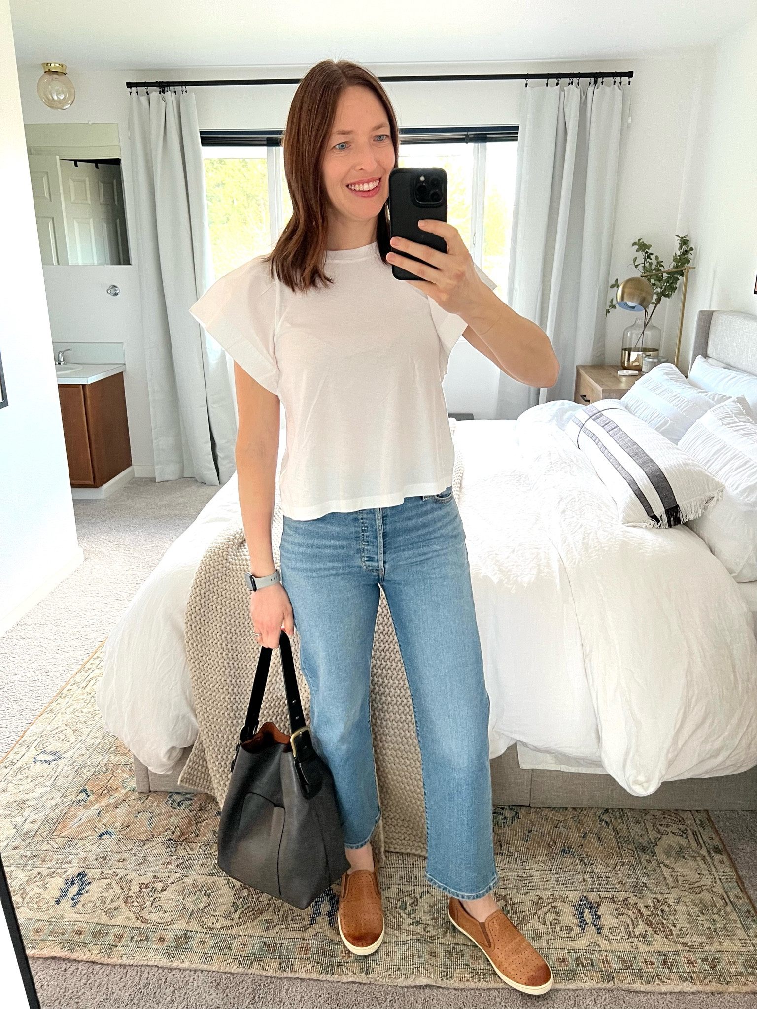 Spring outfit #7 from my spring capsule wardrobe. That’s a week of outfits from 3 tops and 3 pants, mixed and matched in different ways. Simple basics make getting dressed easy  

#LTKfindsunder100 #LTKSeasonal #LTKover40