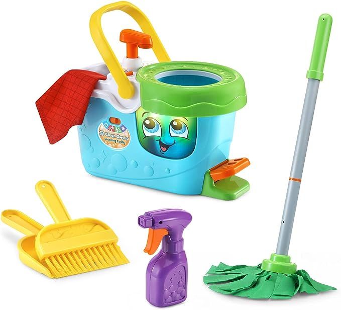 LeapFrog Clean Sweep Learning Caddy, Kids Mop and Broom Cleaning Toy Set for Ages 3-5, Blue | Amazon (US)