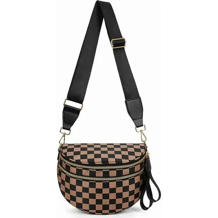 Checkered Crossbody Bag,Spacious Bum Bags for Women Nylon Crossbody Fanny Packs Checkered Purse Belt Wallet | Walmart (US)
