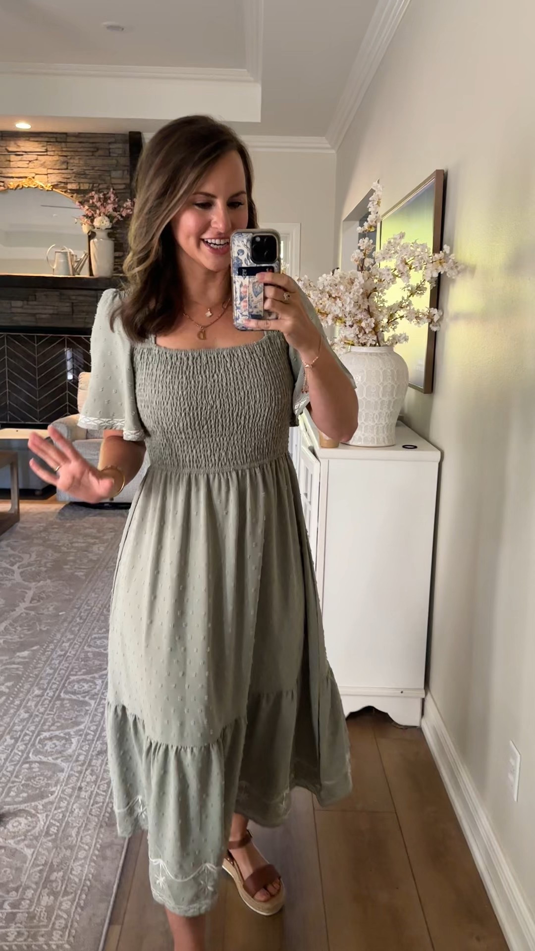 What I wore to church! Would also be great for family photos, maternity pictures, baby showers or weddings! Beautiful embroidered midi / maxi dress for fall! Such gorgeous details with a smocked bodice, Swiss dot pattern and sage green. Comes in lots of colors. 

Amazon finds, family photos, thanksgiving outfits 

#LTKFindsUnder100 #LTKWedding #LTKSeasonal