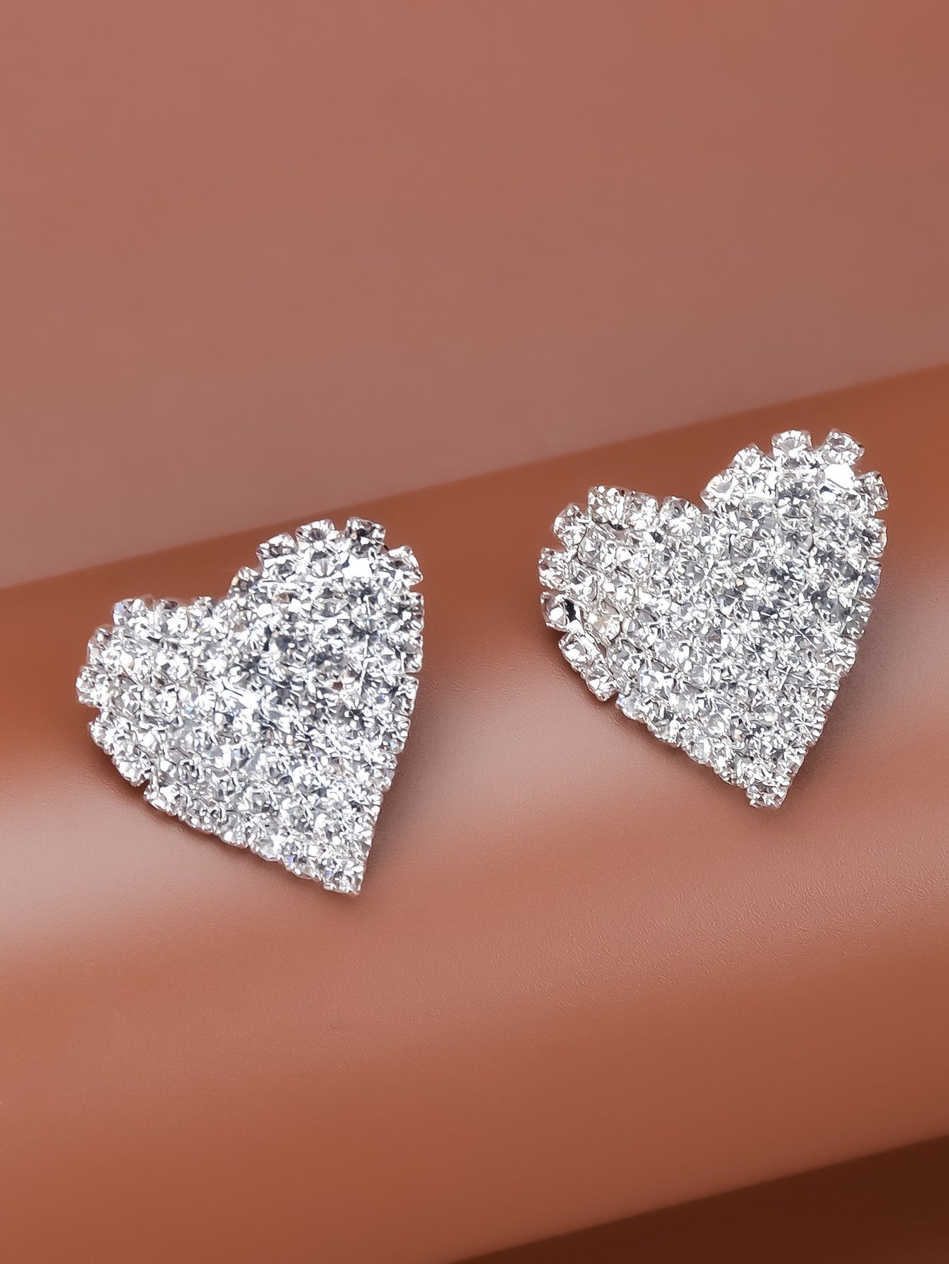 Rhinestone Heart Design Stud Earrings | SHEIN