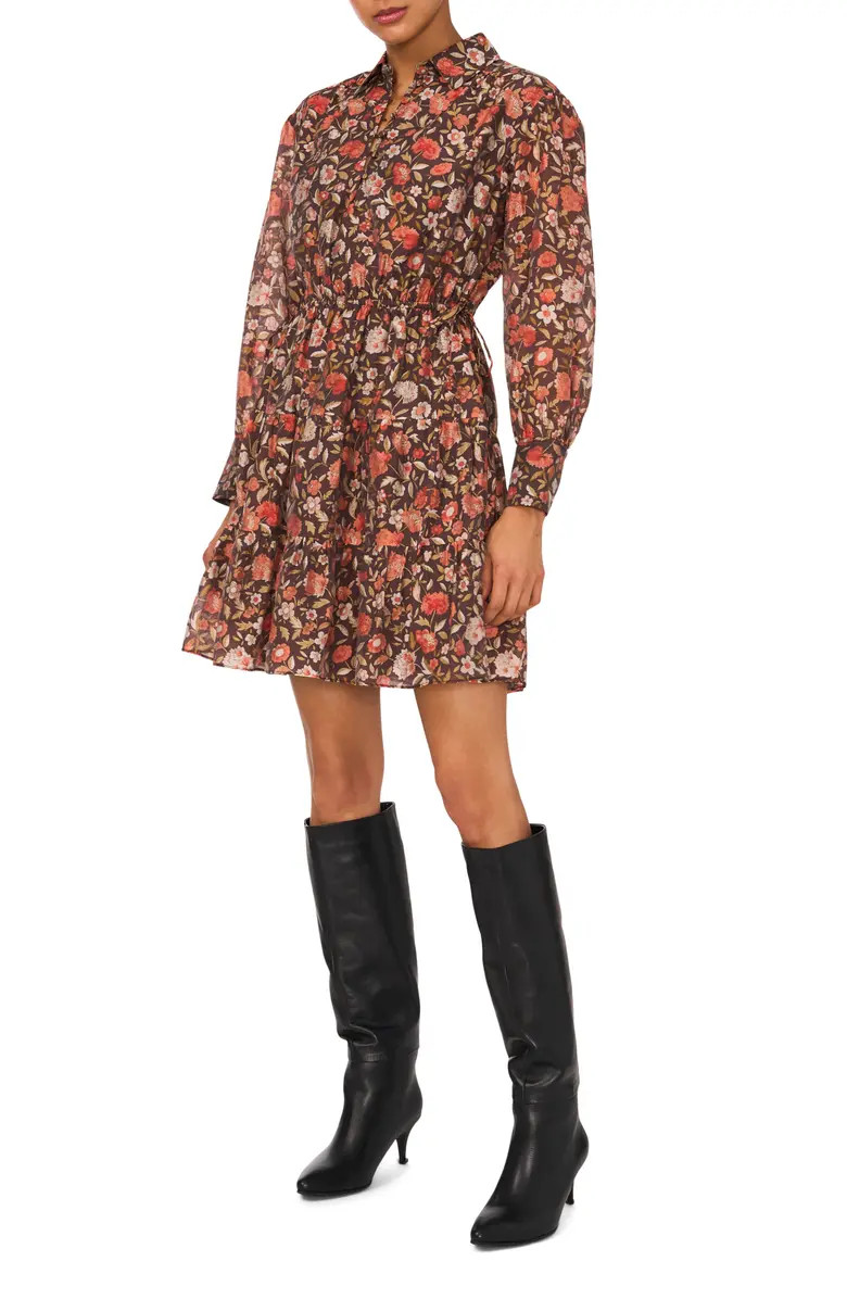 1.STATE Floral Long Sleeve Cotton Blend Voile Dress | Nordstrom | Nordstrom
