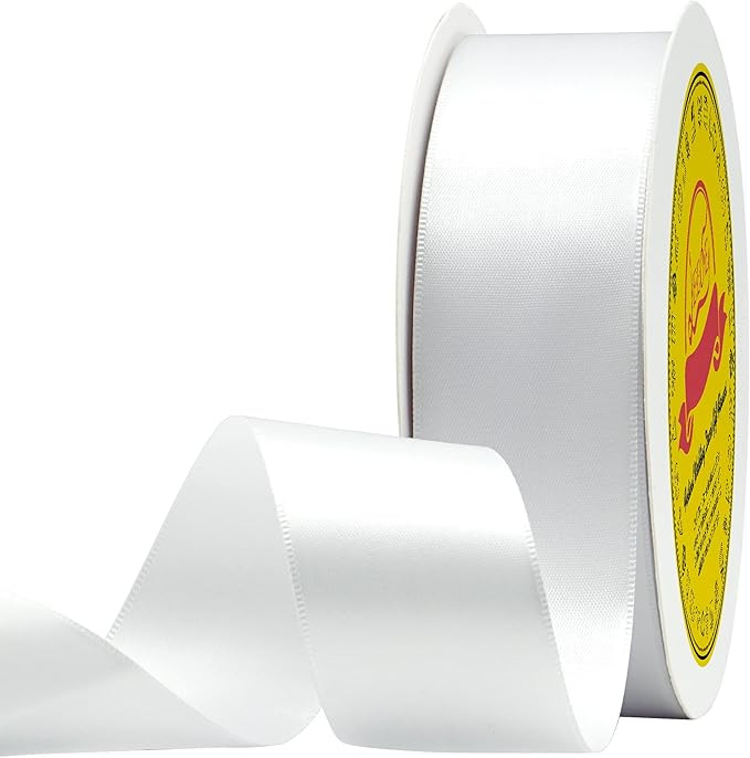 Double Face White Satin Ribbon 1-1/2 inch X 50 Yards Polyester White Ribbon for Gift Wrapping Ver... | Amazon (US)