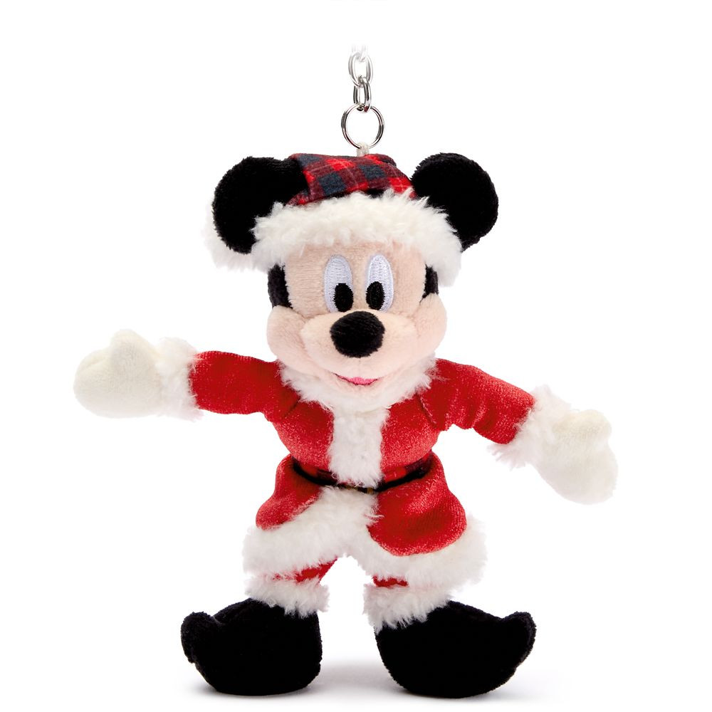 Santa Mickey Mouse Plush Keychain Bag Charm | Disney Store | Disney Store