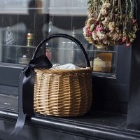 Women's Summer Round Wicker Purse With Laced Handle/Wedding Gift Beach Handbag/Bohemian Tote Bag/Wom | Etsy (US)