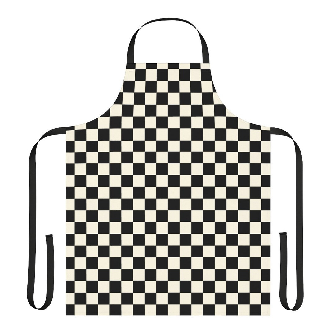 Black  Beige Checkered Apron - Etsy | Etsy (US)