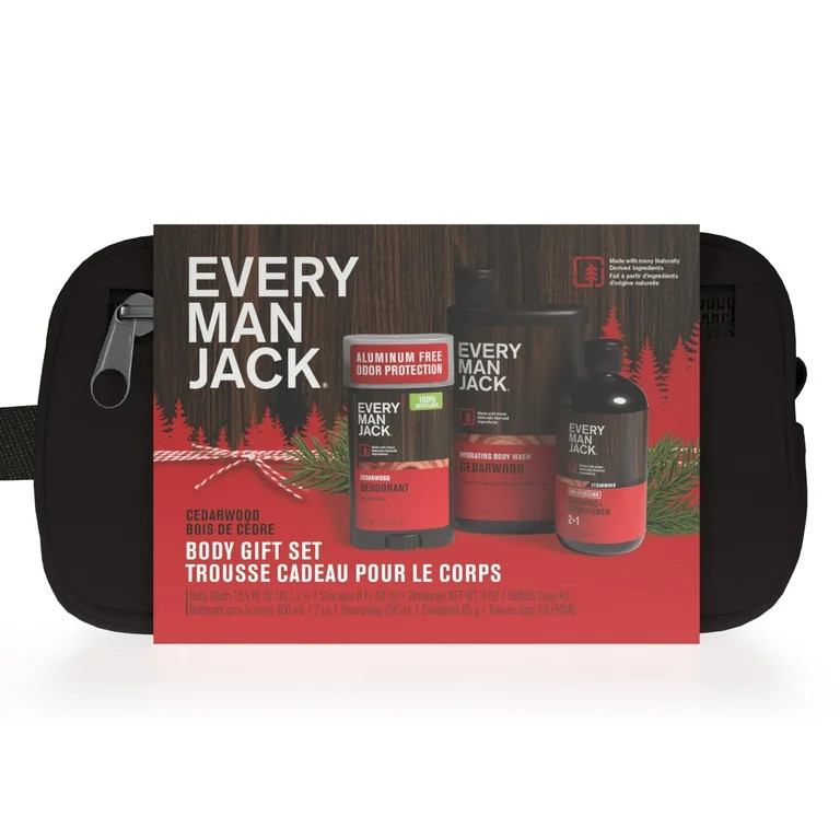 Every Man Jack Cedarwood Holiday Body Dopp Kit, Christmas Holiday Gift Set for All Skin Types, 1 ... | Walmart (US)