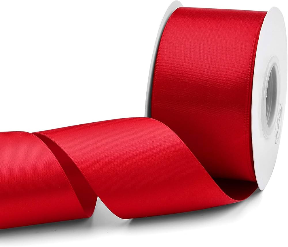 Humphrey's Craft 2 Inch Red Double Faced Satin Ribbon - 20 Yards for Gifts Wrapping DIY Bows Wedd... | Amazon (US)