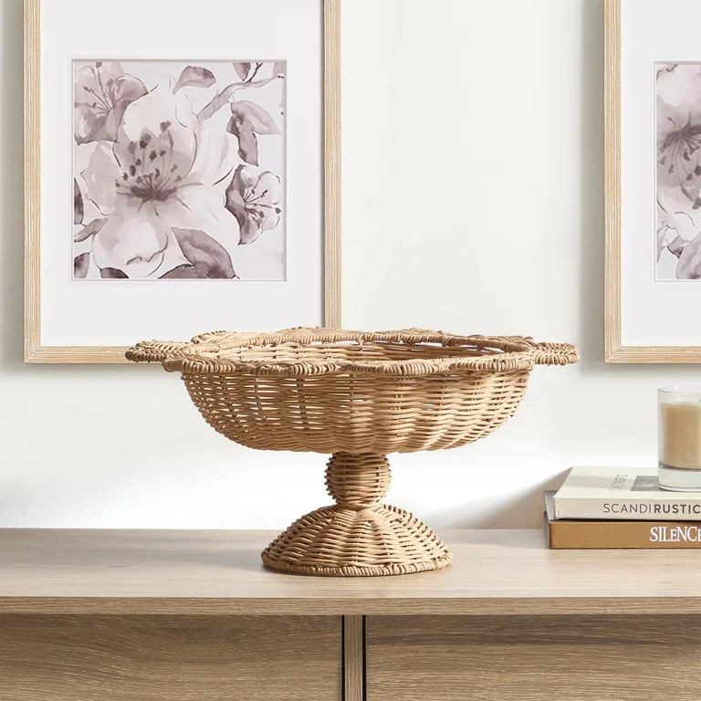 Rattan Scalloped Decorative Bowl, 7", by My Texas House | Walmart (US)