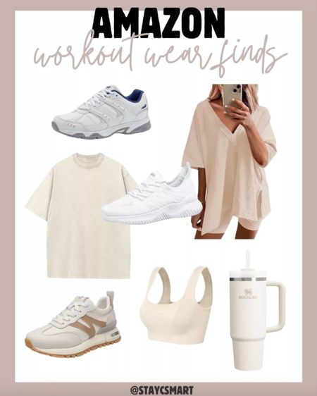 Amazon fashion, Amazon workout, workout outfit inspo, sneakers, summer outfit inspo, water bottle, Stanley cup, summer fashion,