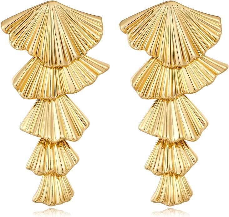 Gold Shell Drop Earrings for Women Seashell Dangle Earrings Ocean Beach Earrings Summer Jewelry G... | Amazon (US)