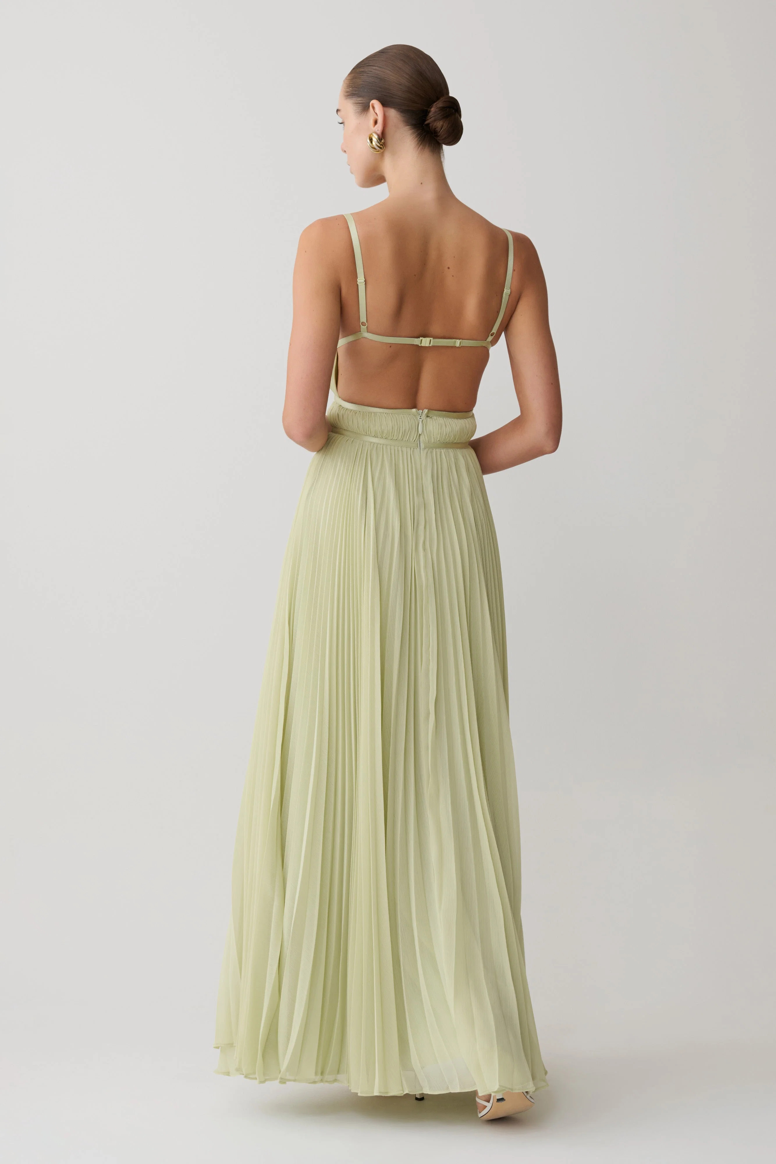 Pleated Maxi Dress - Sage | MESHKI US