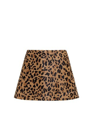 ALAÏA Leopard Print Mini Skirt in Brun Sepia - Brown. Size 36 (also in 34, 40). | FWRD 