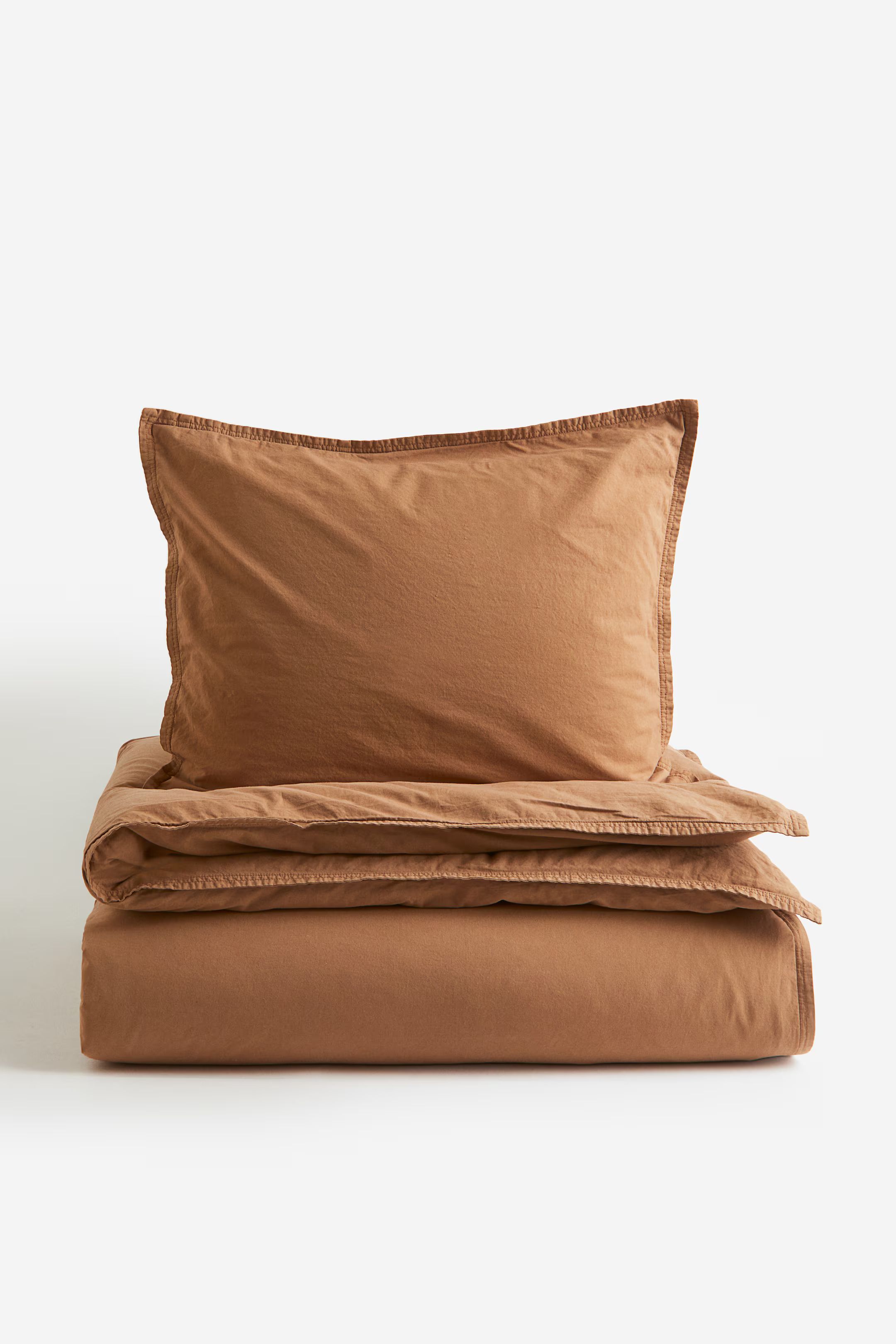 Washed cotton single duvet cover set - Rust - Home All | H&M GB | H&M (UK, MY, IN, SG, PH, TW, HK)