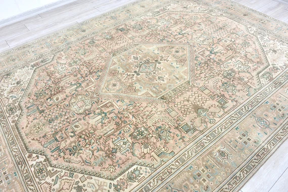 Heriz Pattarned Tebriz Rug Oversize Persian Ruglarge Pale | Etsy | Etsy (US)