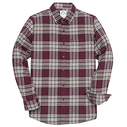 Dubinik® Flannel Shirt for Men Plaid Mens Button Down Long Sleeve Shirts Soft Pure Cotton Casual Cozy Regular Fit Purple and White | Amazon (US)