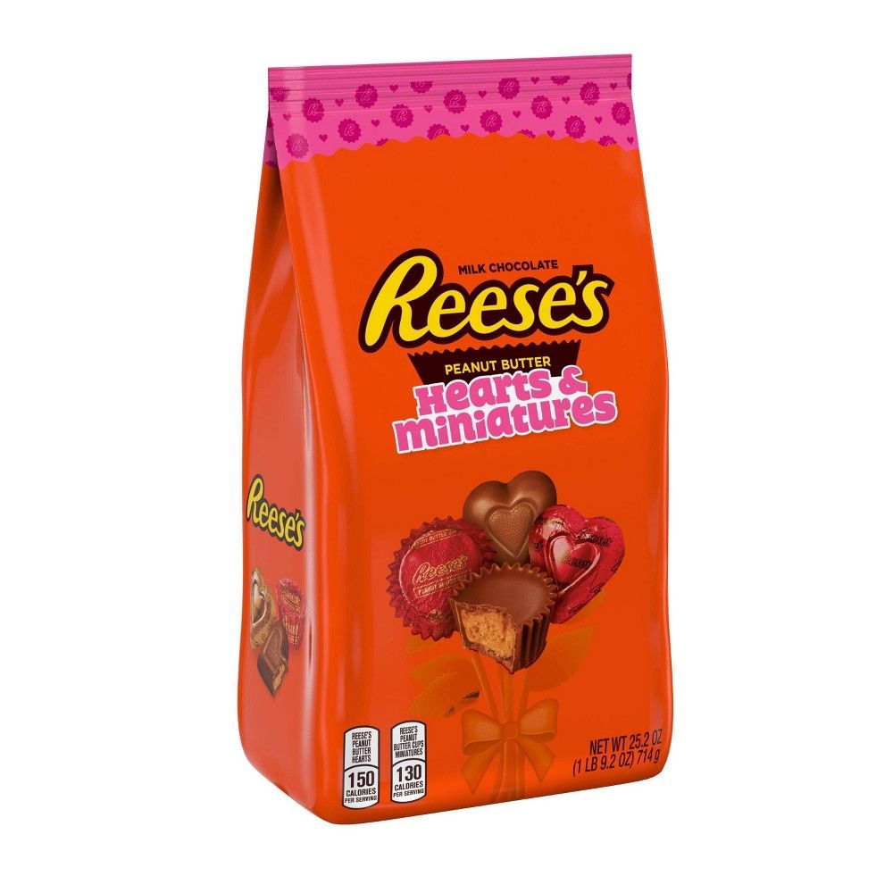 Reese's Valentine's Hearts & Miniatures Chocolate Stand Up Bag - 25.2oz | Target
