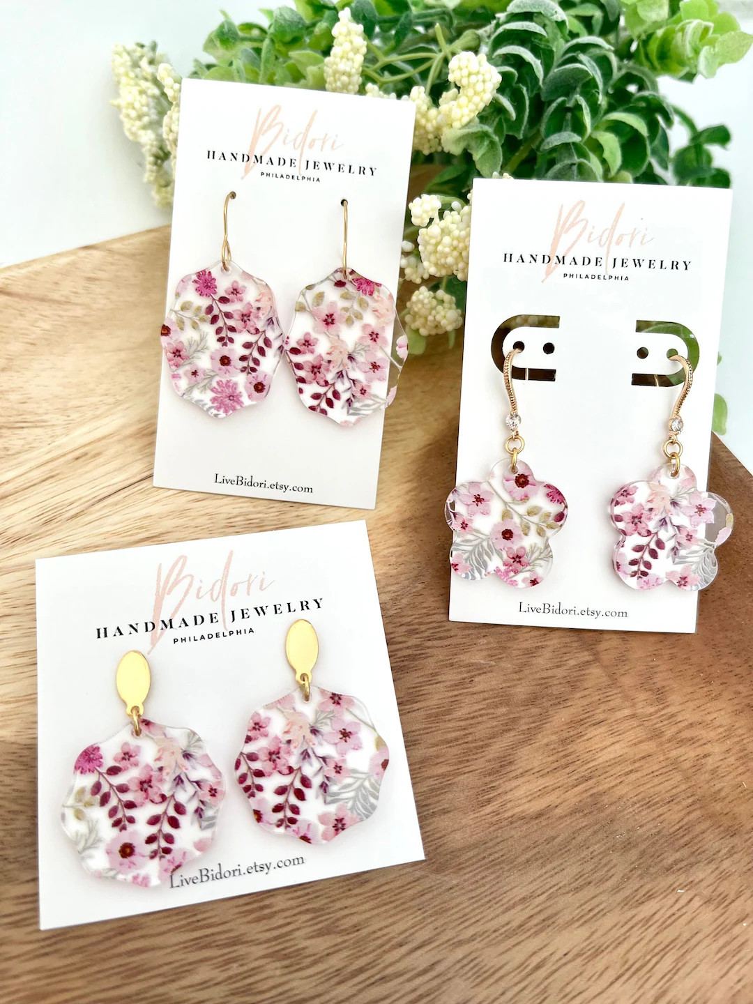 Pink Floral Spring Earrings: Lightweight, Cherry Blossom Design, Classic Shape Dangle | Etsy (US)