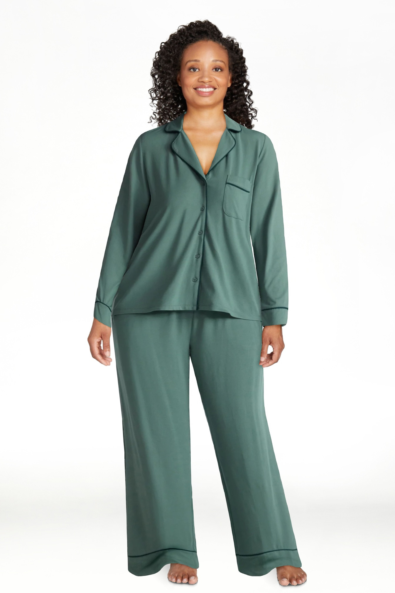 Joyspun Women’s Dreamy Soft Collection Long Sleeve Top and Pants Pajama Set, Sizes XS-4X - Walm... | Walmart (US)