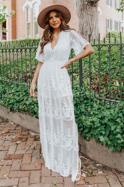 Reign White Lace Romper Maxi | Magnolia Boutique