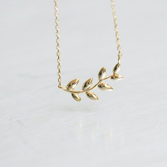 Gold Olive Leaf Necklace Sterling Silver - Gold Nature Necklace | Etsy (UK)